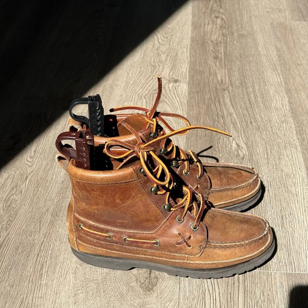VTG Polo Country Ralph Lauren Women’s 6.5B Leather Moc Toe Ranger Hiking Boots - Picture 3 of 16